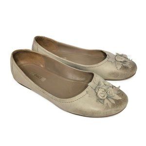 Ecco Ballerina Shoes Flats Roses Applique Gray